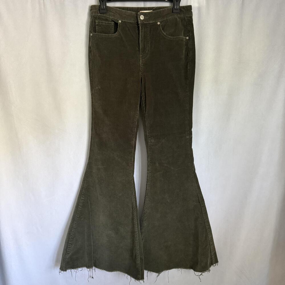 Altar'd State Pants Womens 27 Corduroy Flare Bell Bottom Raw Hem Granola Retro